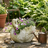 Graceful Elegance: Swan Planter Animal Garden Statue