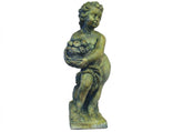 Autumn Season Cherub 24" H Statue of a child holding grapes on a white background