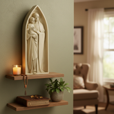 Mother Child Pointed Arch Religious Sculpture Statue