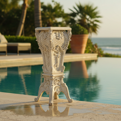 French Pedestal Sculpture – Classic 30" Catedral White Décor Accent