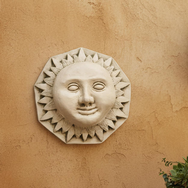 Handmade Tuscan Sun Flower Wall Art Durable Fiberglass Sculpture with Pompeii Finish