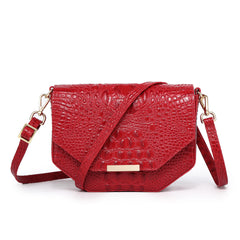 Faye Embossed Leather Handbag/ Crossbody bag: Red, crossbody bag, XoticBrands Home Decor