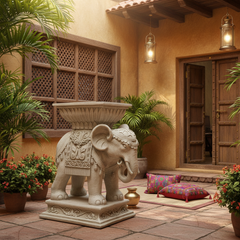 Majestic Beauty: Elephant Indian Pedestal - Garden Animal Statue Sculpture