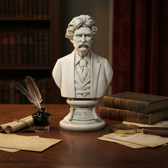 Mark Twain Bust Sculpture | Intellectual Decor for Libraries & Home Offices