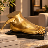 Mercury Foot Sculpture Statue Antique Gold Finish
