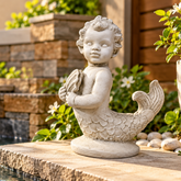 Radiant Aquatic Charm: Merboy 17 Copper Garden Animal Statue