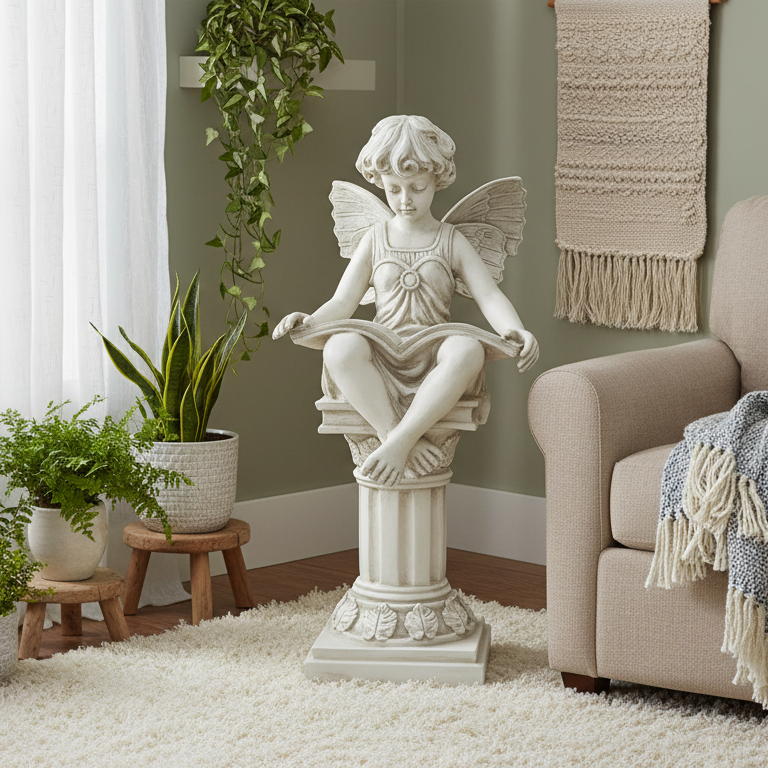 Reading Fairy 20” Angel Sculpture | XoticBrands Home Décor