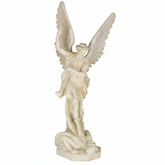 Statue of an angel with outstretched wings on a white background