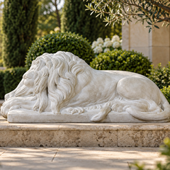 Slumbering Lion Animal Sculpture: A Serene Statue of Majesty and Tranquility