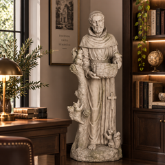 St. Francis with Basket & Squirrels Religious Sculpture