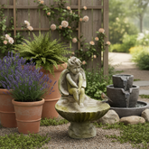 Tranquil Meditating Angel Birdbath Garden Statue