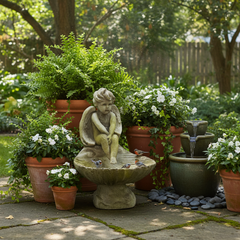 Tranquil Meditating Angel Birdbath Garden Statue