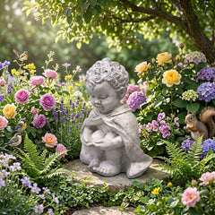 Pondering Baby St Francis 14 - Children Classical Sculpture
