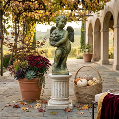 Autumn Season Cherub 24 H Garden Angel Statue