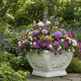 Elegant Fleur De Lis - Square Pot Planters Sculpture Statue