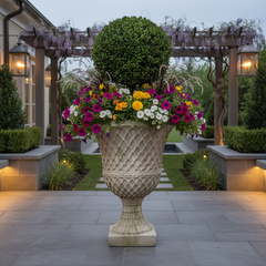 Elegant Lattice Button Urn: Planters Sculpture for Exquisite Home Decor