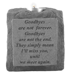 Goodbyes Are Not...Single-Short Votive Holder Memorial Garden Stone - XoticBrands Home Decor