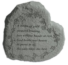 Heart-A Heart Of Gold Stopped Beating... Memorial Garden Stone - XoticBrands Home Decor
