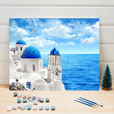 Greek Ocean Front Colorful Paint by Numbers for Adults Kids DIY Canvas Painting Kits - Wall Art Decor - XoticBrands Home Decor