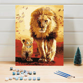 Lion and Cub Colorful Paint by Numbers for Adults Kids DIY Canvas Painting Kits - Wall Art Decor - XoticBrands Home Decor
