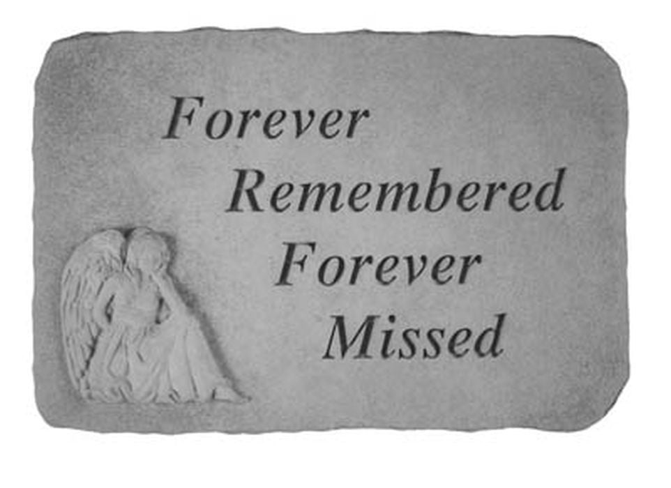 Forever Remembered...(With Sitting Angel) Memorial Garden Stone - XoticBrands Home Decor
