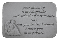 Your Memory Is...(With Sitting Angel) Memorial Garden Stone - XoticBrands Home Decor
