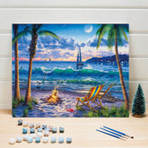 Ocean View Paint by the Numbers for Adults Kids DIY Canvas Painting Kits - Wall Art Decor - XoticBrands Home Decor