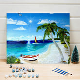 Ocean View Paint by the Numbers for Adults Kids DIY Canvas Painting Kits - Wall Art Decor - XoticBrands Home Decor