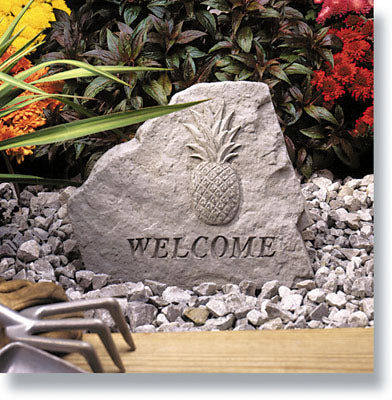 WELCOME w/pineapple Memorial Garden Stone Décor, Memorial & Inspirational, Kayberry, XoticBrands Home Decor
