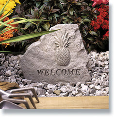 WELCOME w/pineapple Memorial Garden Stone Décor, Memorial & Inspirational, Kayberry, XoticBrands Home Decor