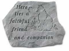 Here Lies A Faithful Friend...W/Cat Memorial Pet Stone - XoticBrands Home Decor