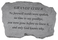 Grandfather- No Farewell Words... Memorial Garden Stone - XoticBrands Home Decor