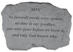Son-No Farewell Words... Memorial Garden Stone - XoticBrands Home Decor