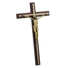Crucifix Wall Plaque - Bronze Finish Cross And Jesus On Wood - Home Accent. - XoticBrands Home Decor