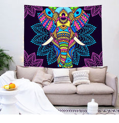 Psychedelic Color Mosaic Elephant Wall Tapestry Decor Hanging 51 x 24 Inches - XoticBrands Home Decor