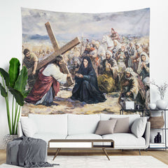 Jesus On The Way To Calvary Wall Tapestry Decor Hanging 51 x 24 Inches - XoticBrands Home Decor