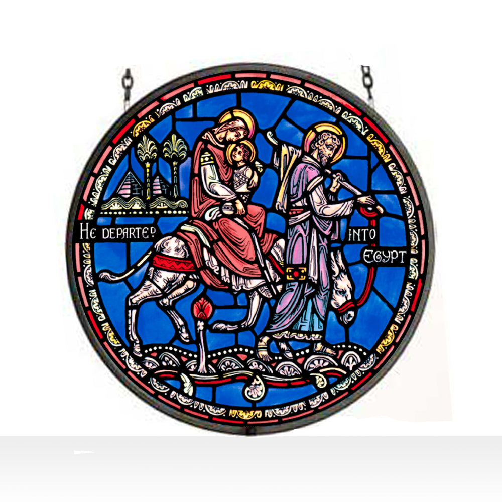 Flight in to Egypt Stained Art Glass Window Hanging - XoticBrands Home Decor