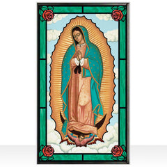 Our Lady of Guadalupe Stained Art Glass Window Hanging - XoticBrands Home Decor