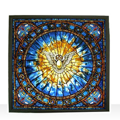 Holy Spirit Square Stained Art Glass Window Hanging - XoticBrands Home Decor