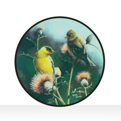 Golden Finches Stained Art Glass Window Hanging - XoticBrands Home Decor