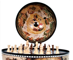 White Globe 13 inches with chess holder, Home furniture and decor, Old Modern Handicrafts, XoticBrands Home Decor