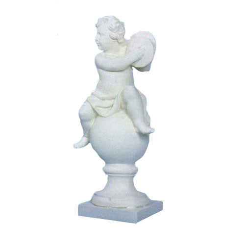 Cherub On Finial Cymbals Garden Angel Statue - XoticBrands Home Decor