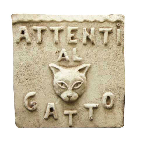 Beware Of Cat Plaque Garden Animal Statue - XoticBrands Home Decor