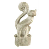 Cat And Moon 20 H Garden Animal Statue - XoticBrands Home Decor