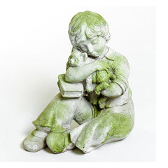 Boy W/Kitten & Book Garden Display - XoticBrands Home Decor