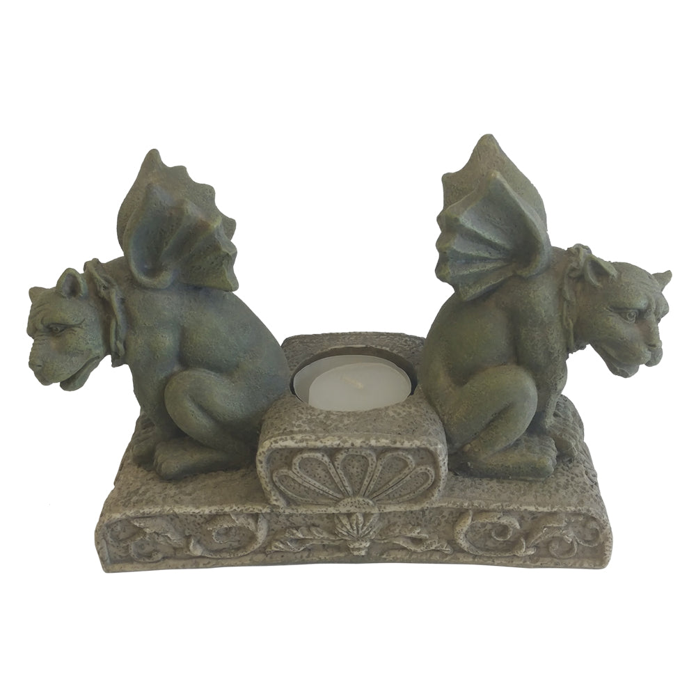 Ezrod Twin Gargoyles Sculpture, Candle Holder - XoticBrands Home Decor