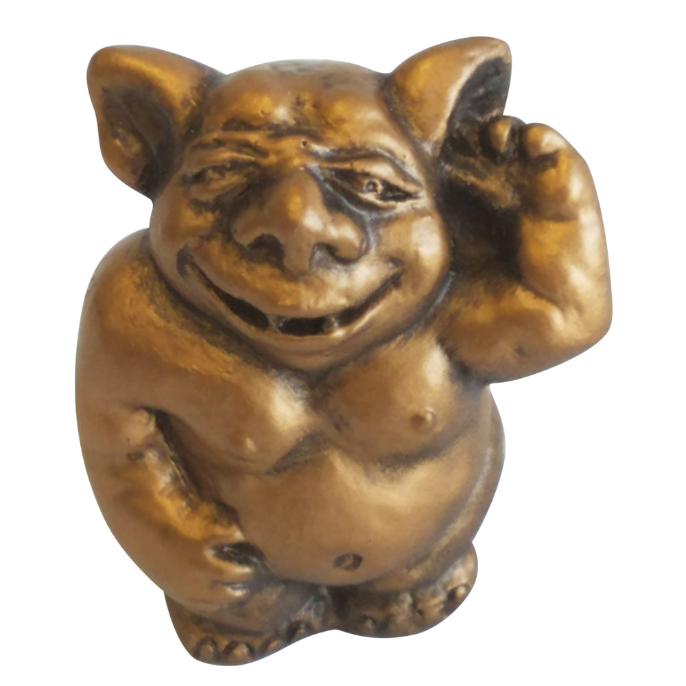 Aggim, The Ear Picking Gargoyle Desktop Sculpture Statue - Bronze Finish - XoticBrands Home Decor