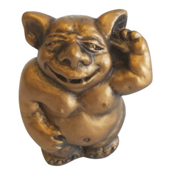 Aggim, The Ear Picking Gargoyle Desktop Sculpture Statue - Bronze Finish - XoticBrands Home Decor