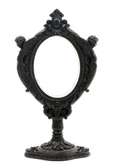 Baroque Mirror With Two Cherubs (Black), Mirror, XoticBrands, XoticBrands Home Decor