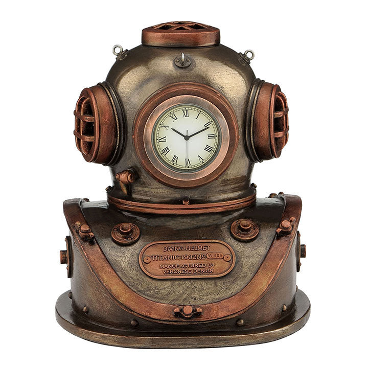 Diving Helmet Clock (Mbz + Copper) - Steampunk, Clock, XoticBrands, XoticBrands Home Decor